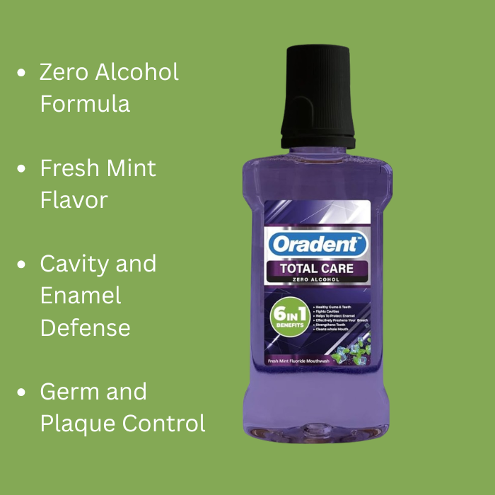 Oradent Total Care Zero Alcohol Mouthwash 500ml