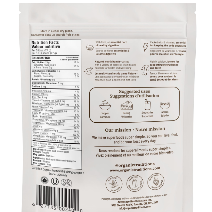 Organic Traditions Black Sesame Seeds 454 g