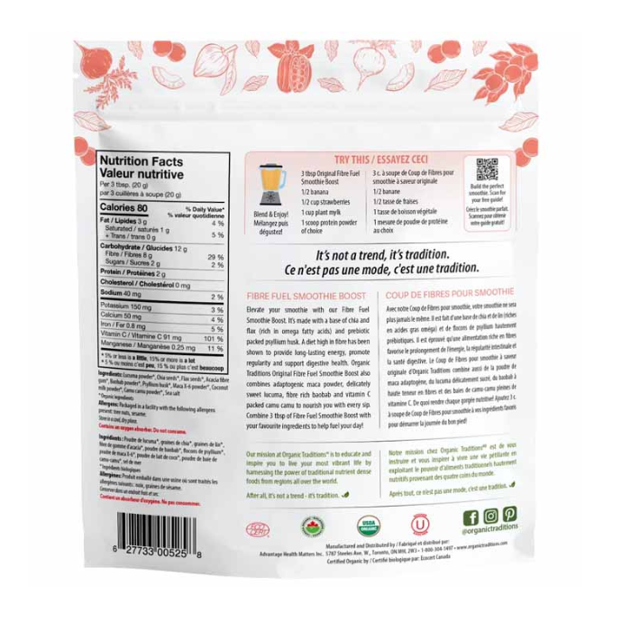 Organic Traditions Fiber Fuel Smoothie Boost Original 300g