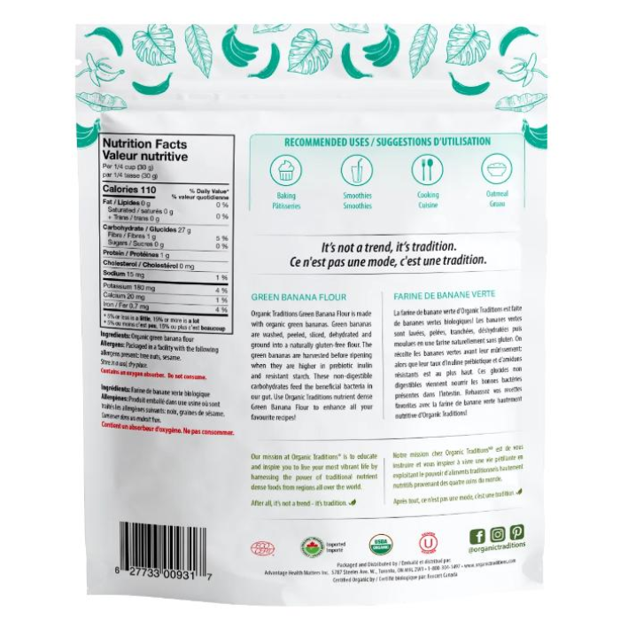 Organic Traditions Green Banana Flour 500 g