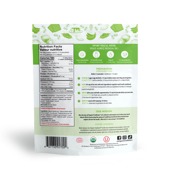 Organic Traditions Pancake & Waffle Mix Matcha 300 g