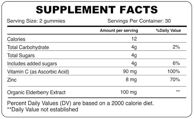 Organic Earth Elderberry Immunity Gummies for Kids, Immune Support with Vitamins and Antioxidants - 60s