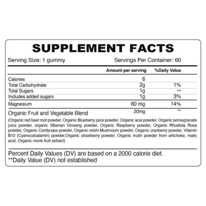 Organic Earth Magnesium Gummies for Adults, Muscle, Nerve, and Energy Support with Organic Blend - 60s