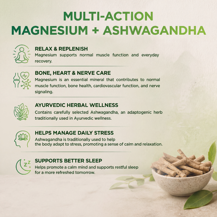 Organic Earth Magnesium + Ashwagandha 60 Tablets