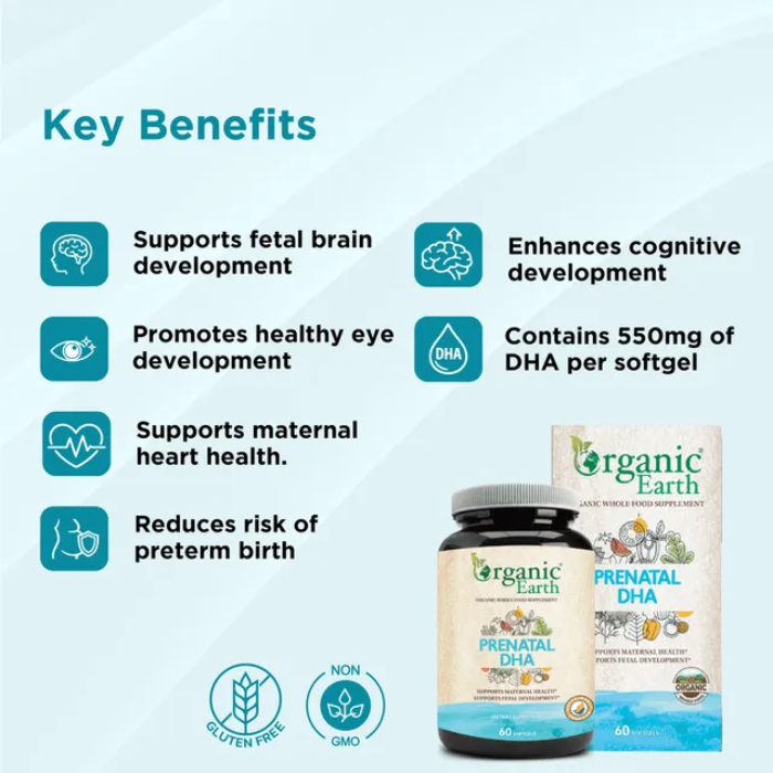 Organic Earth Prenatal DHA for Pregnancy and Lactation Support , 60 Softgels