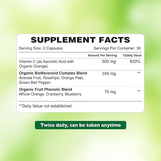 Organic Earth Vitamin C 60 Capsules