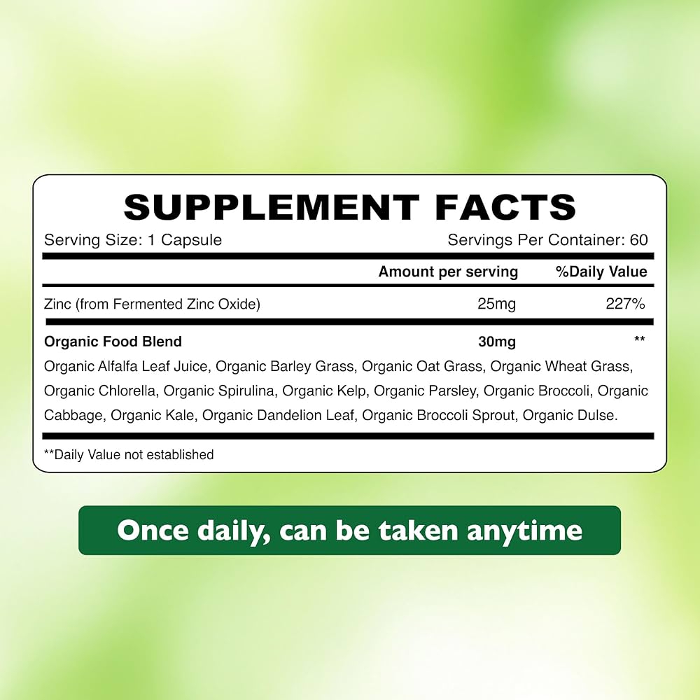 Organic Earth Zinc 25 Mg 60 Capsules