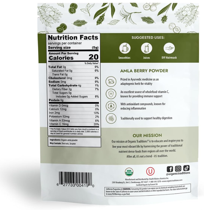 Organic Traditions Amla Berry Powder 200 g