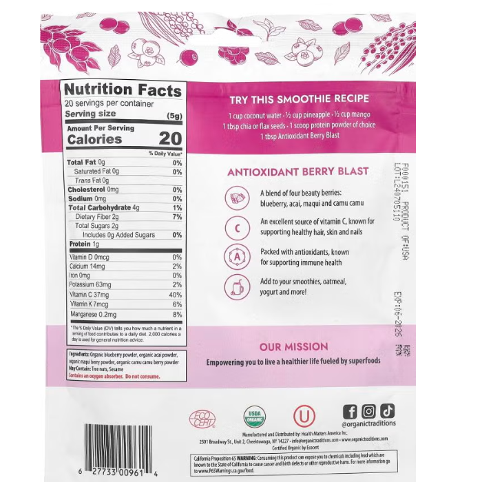 Organic Traditions Antioxidant Berry Blast 100 g