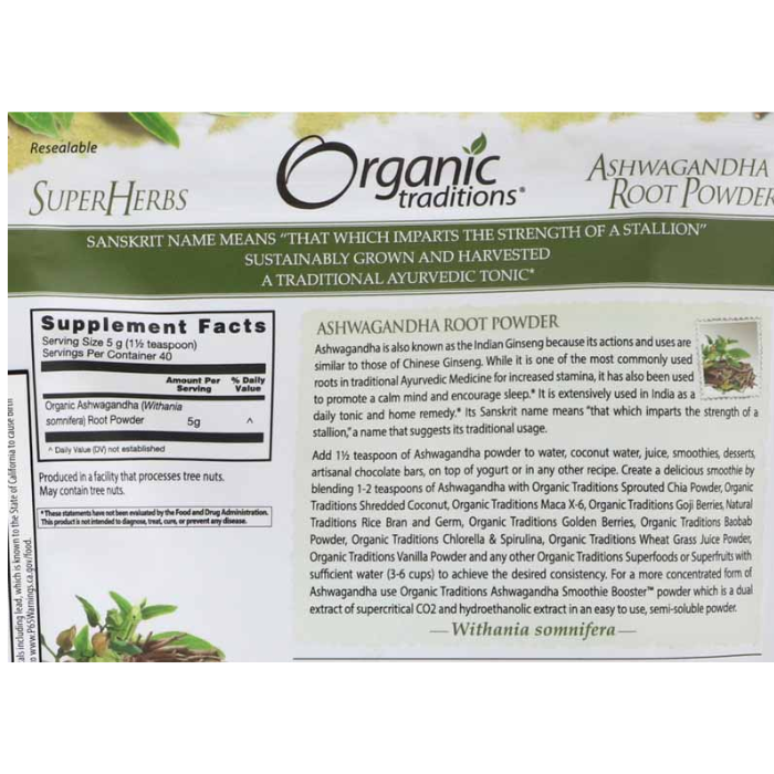 Organic Traditions Ashwagandha Root Powder 200g
