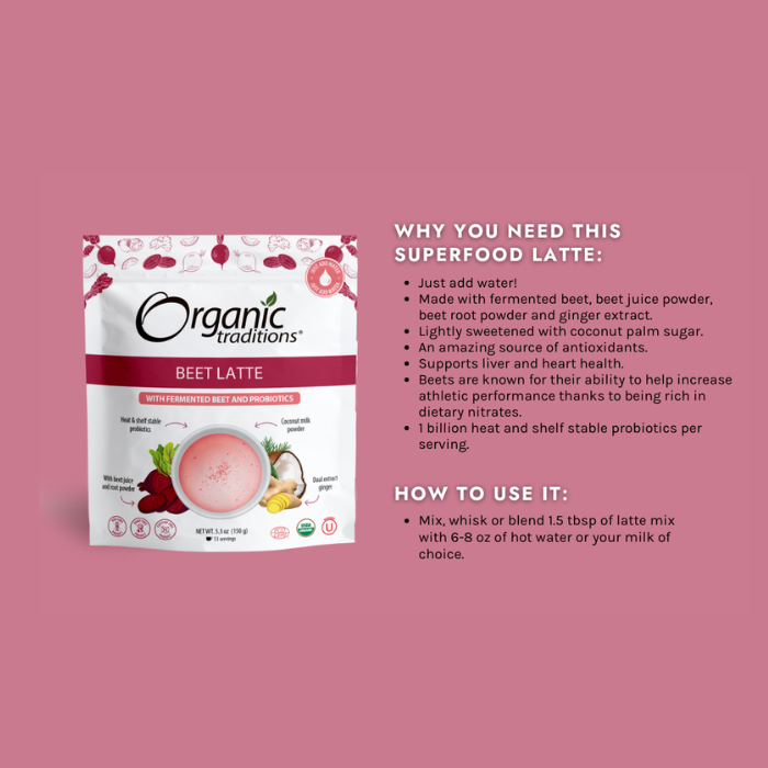 Organic Traditions Beet Latte With Fermented Beet & Probiotic 150 g