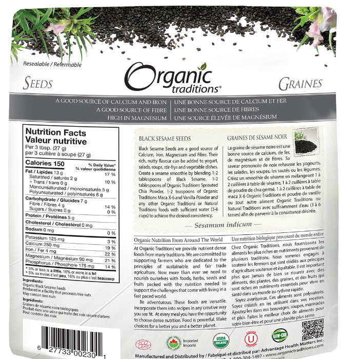 Organic Traditions Black Sesame Seeds 227 g