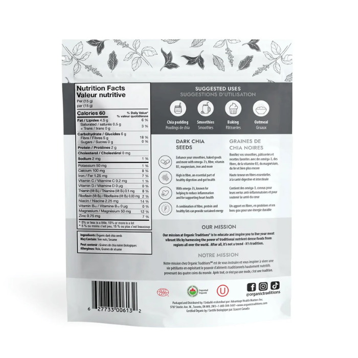 Organic Traditions Dark Chia Seeds 227 g