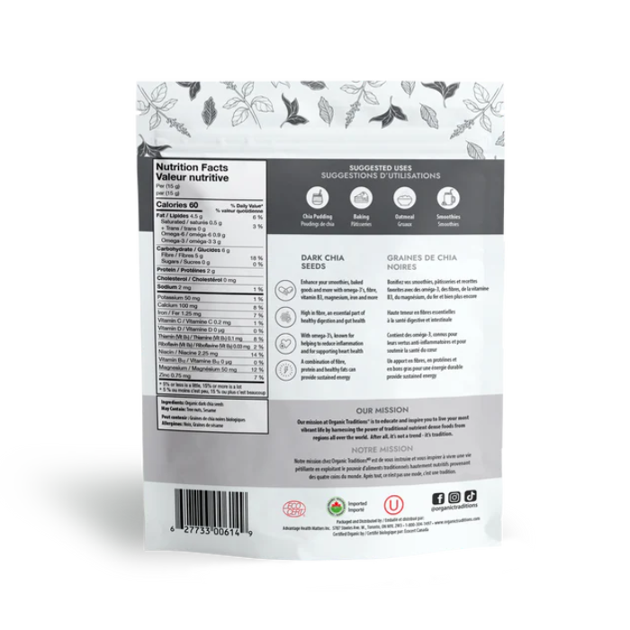 Organic Traditions Dark Chia Seeds 454 g