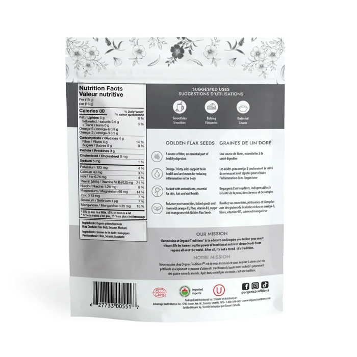 Organic Traditions Golden Flax Seeds 454 g