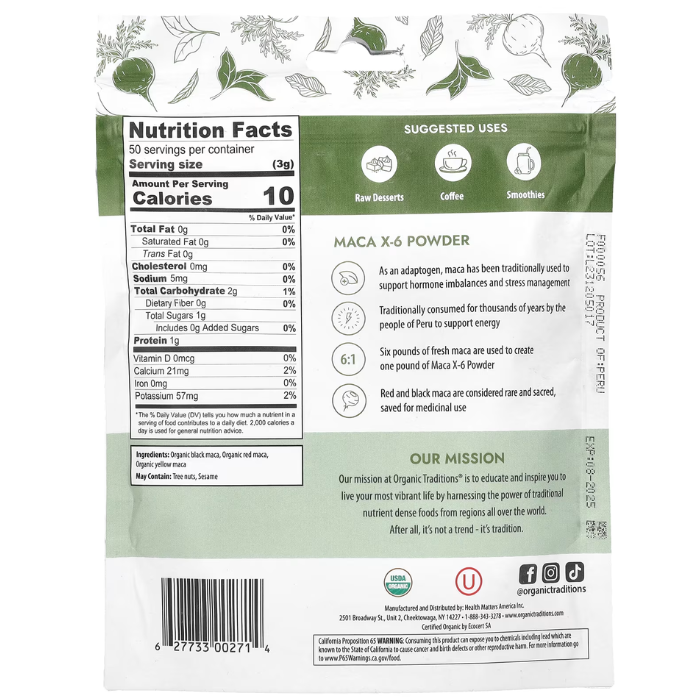 Organic Traditions Maca X-6 Powder 150 g