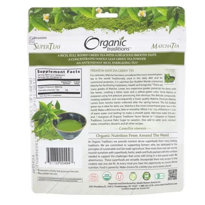 Organic Traditions Premium Matcha Tea 100g