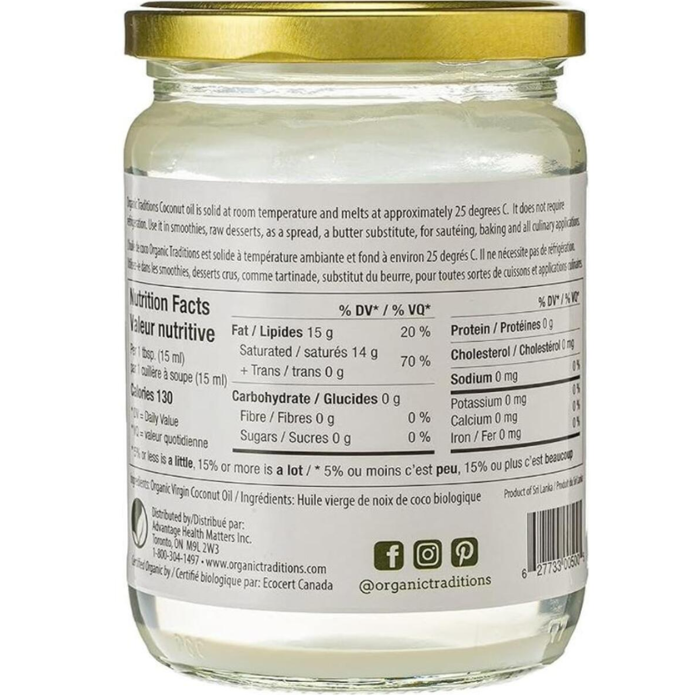 Organic Traditions Raw Coconut Oil, 100% Pure, Virgin, Cold-Pressed & Unrefined – 500ml