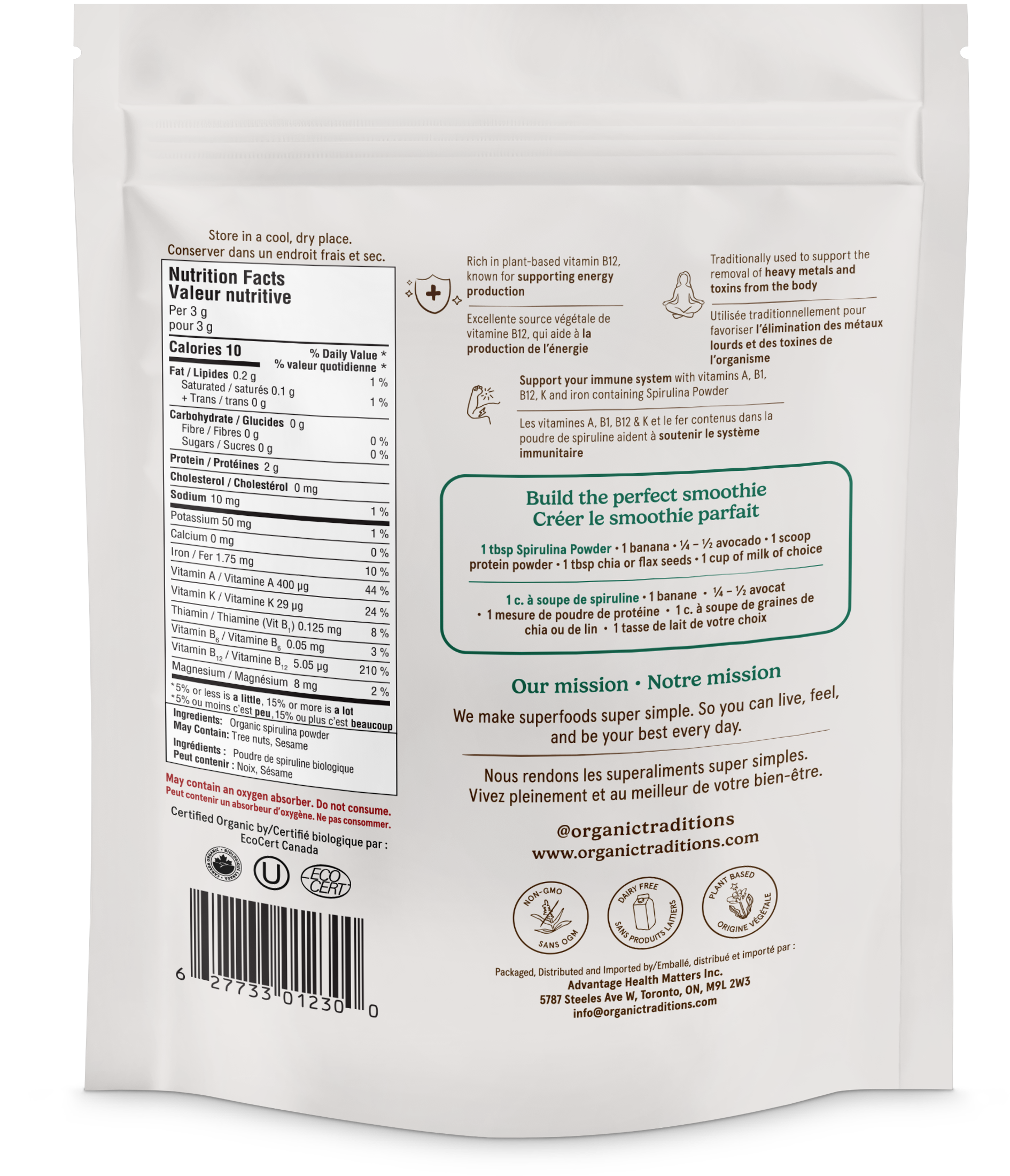 Organic Traditions Spirulina Powder 150g