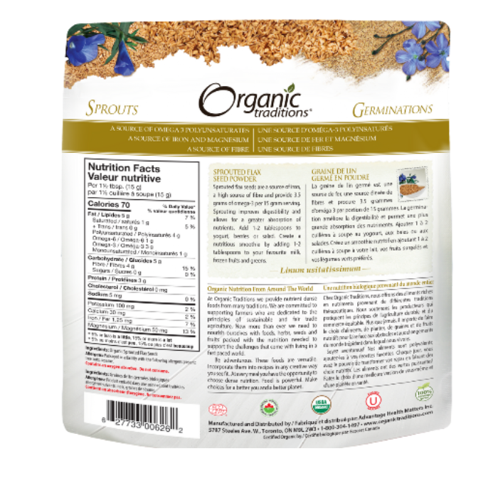 Organic Traditions Sprouted Omega Flax Seed Powder 227 g