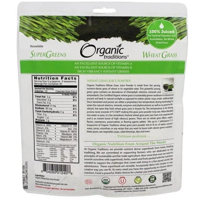 Organic Traditions Wheatgrass Juice Powder 150g