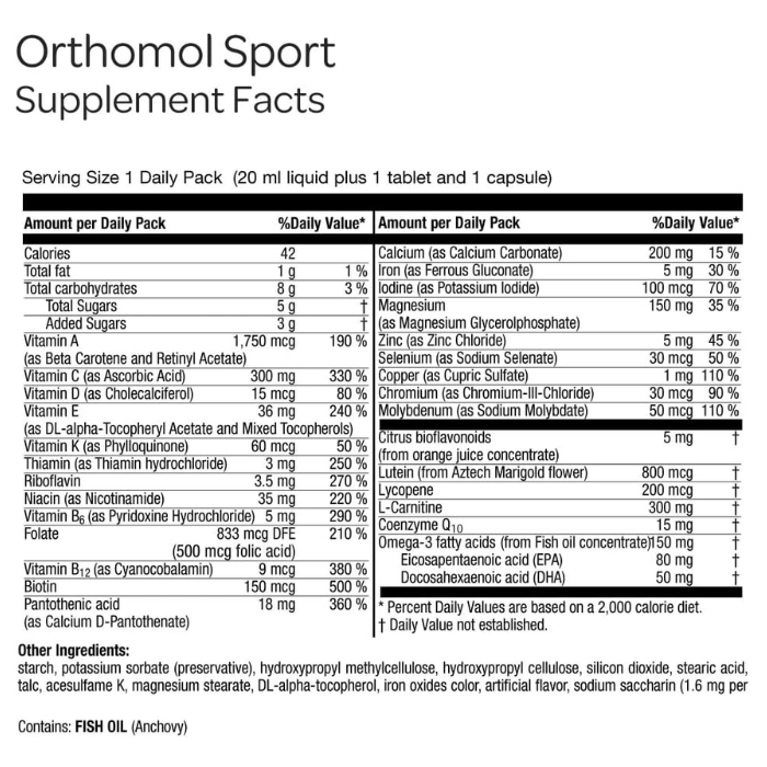 Orthomol Sport Vial, Tablet & Capsules, Energy, Muscle and Endurance Support Supplement, 30s