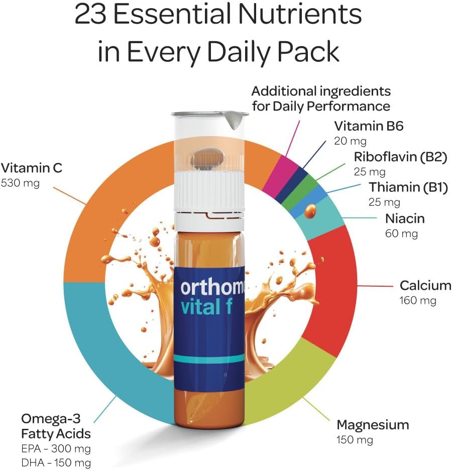 Orthomol Vital F Women’s Energy and Vitality Support Powder, Tablets & Capsules, 30s