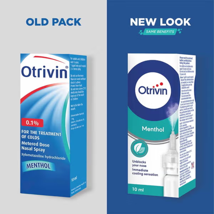 Otrivin 0.1% Menthol Nasal Spray Unblock Your Nose with an Immediate Cooling Sensation 10ml