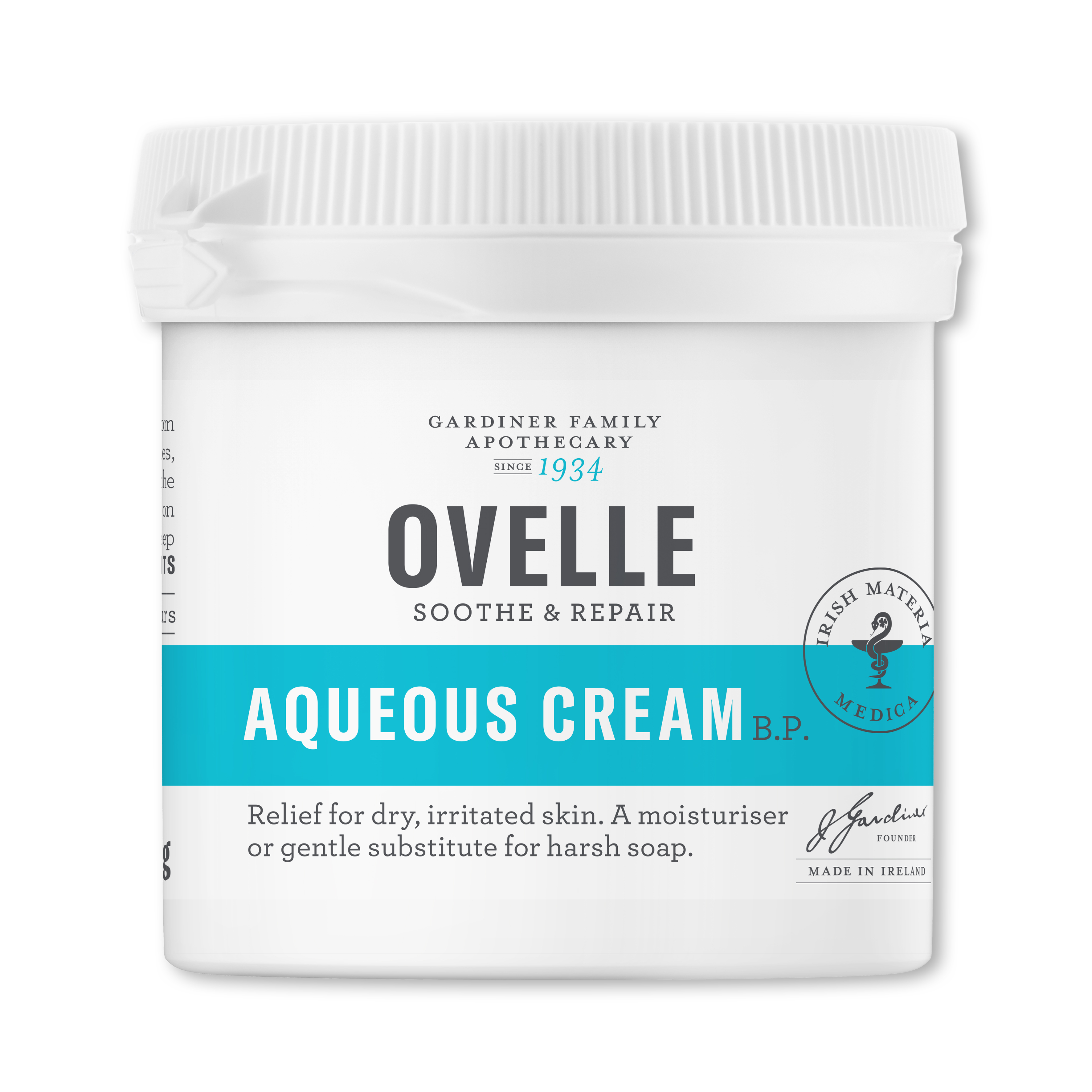 Ovelle Aqueous Cream BP - Fragrance-Free Emollient Moisturizer for Dry, Sensitive, Eczema-Prone Skin - 100g