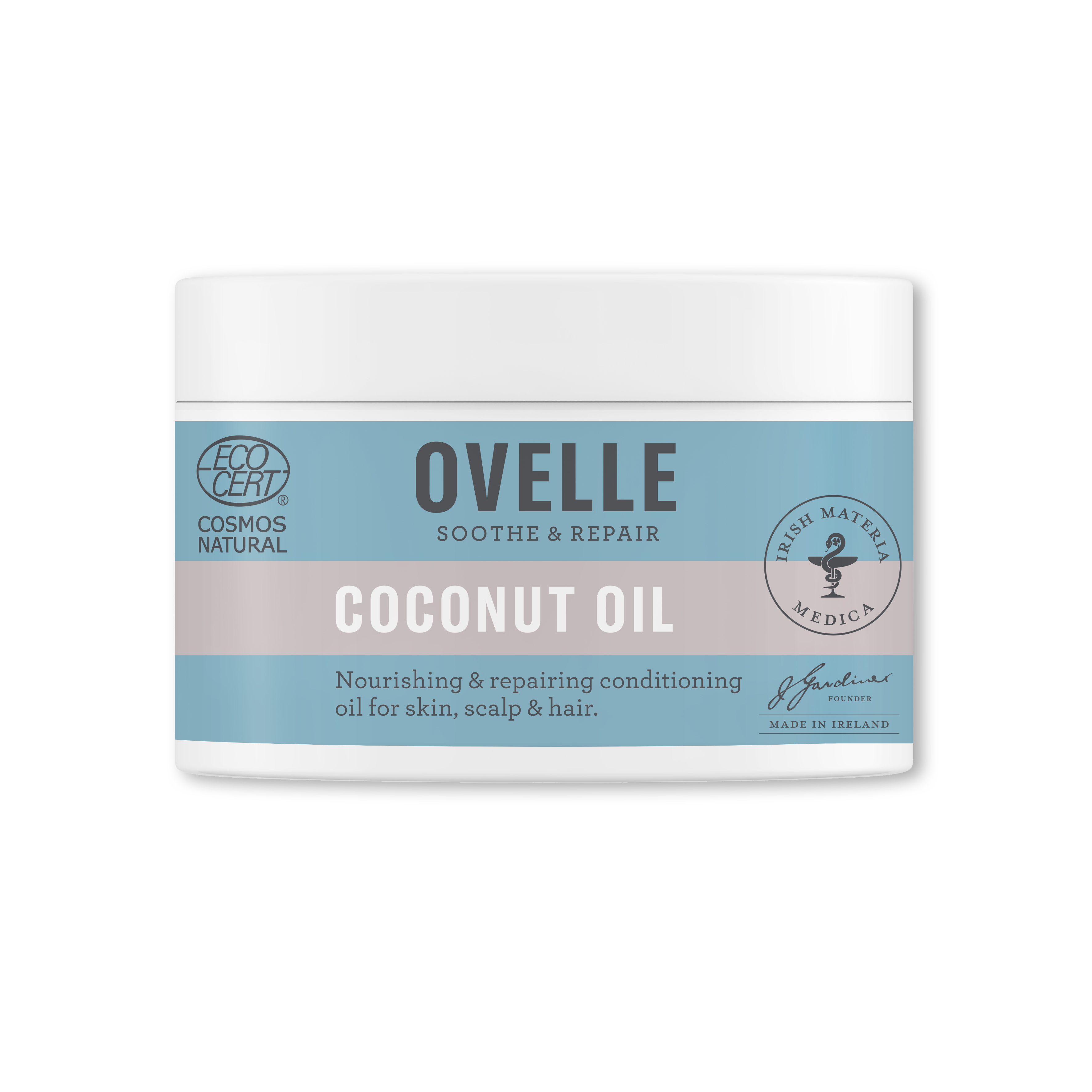 Ovelle Coconut Oil Emollient Moisturizer, Multi-Purpose, Hypoallergenic Skin, Hair & Scalp Conditioner - 100g