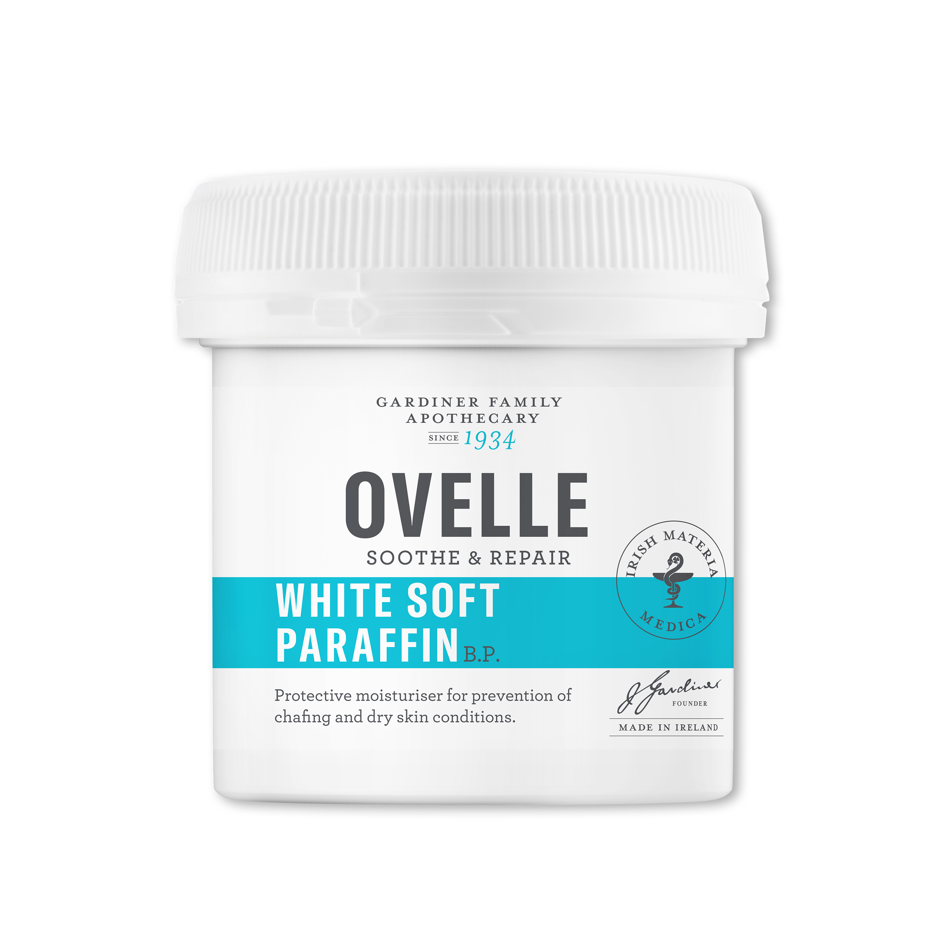 Ovelle White Soft Paraffin, Hypoallergenic, Preservative-Free Emollient Moisturizer for Dry Skin & Chafing Protection - 500g