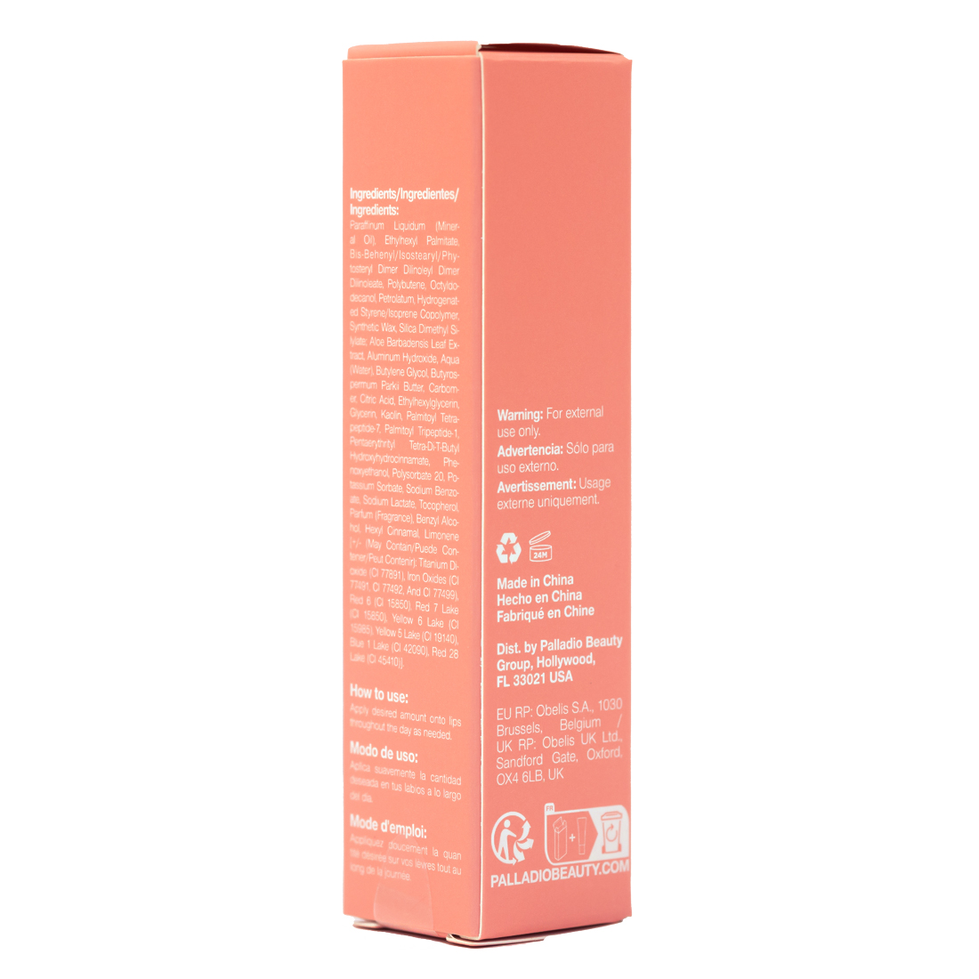 Palladio Butter Balm Tinted Lip Balm Peaches and Cream with Shea Butter & Vitamin E, 10g