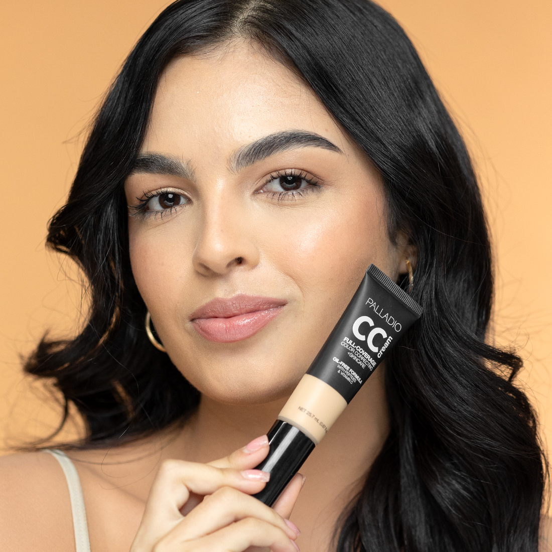 Palladio CC Cream Full Coverage Foundation, Light 22N, Oil-Free Formula with Peptides & Vitamin C - 25.7ml