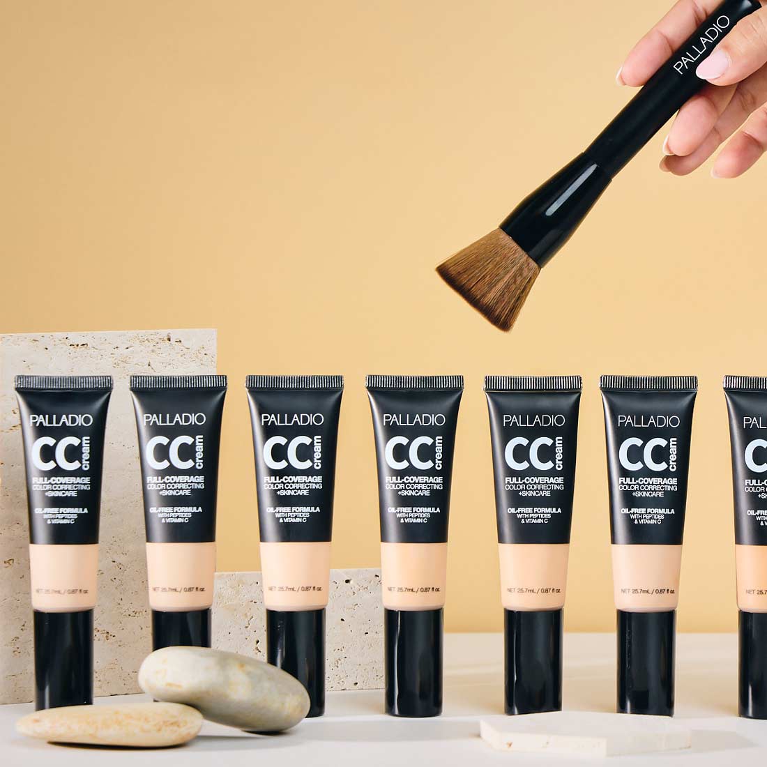 Palladio CC Cream Full Coverage Foundation, Medium 31C, Oil-Free Formula with Peptides & Vitamin C - 25.7ml