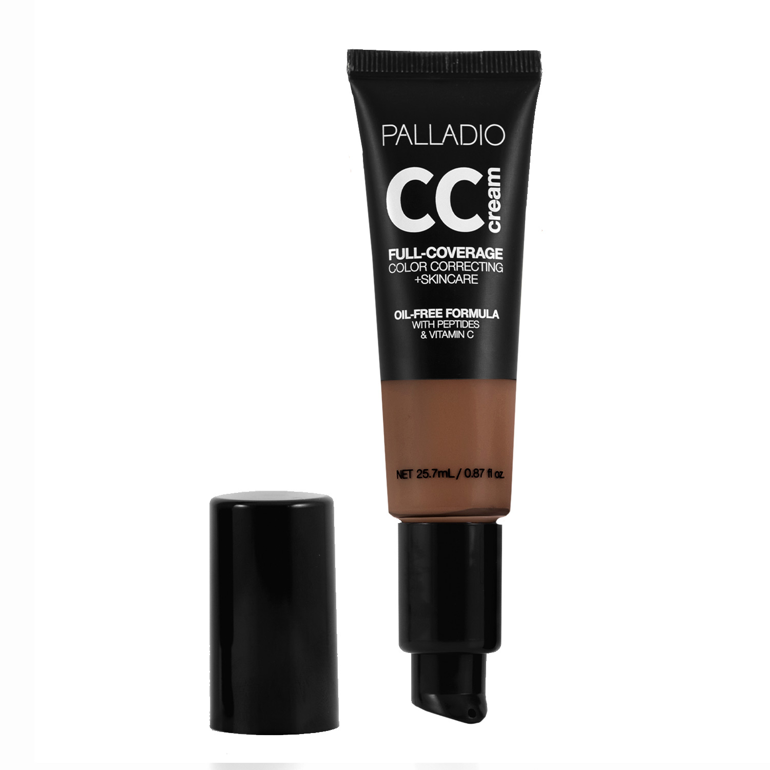 Palladio CC Cream Full Coverage Foundation, Rich 52W, Oil-Free Formula with Peptides & Vitamin C - 25.7ml