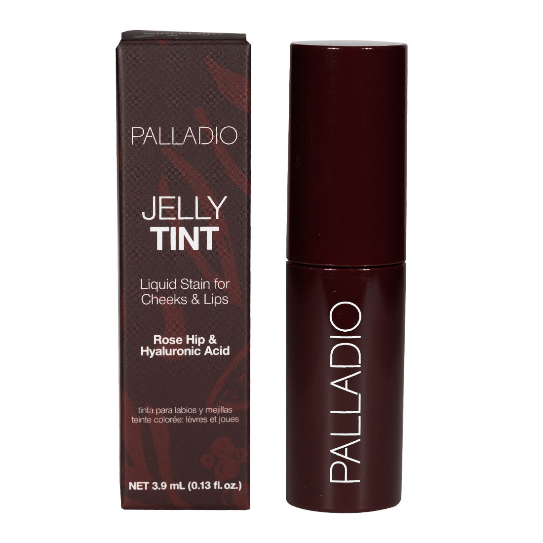 Palladio Jelly Tint Cheeks & Lips Wineberry, Water-Based Gel Stain with Rose Hip & Hyaluronic Acid, 3.9ml