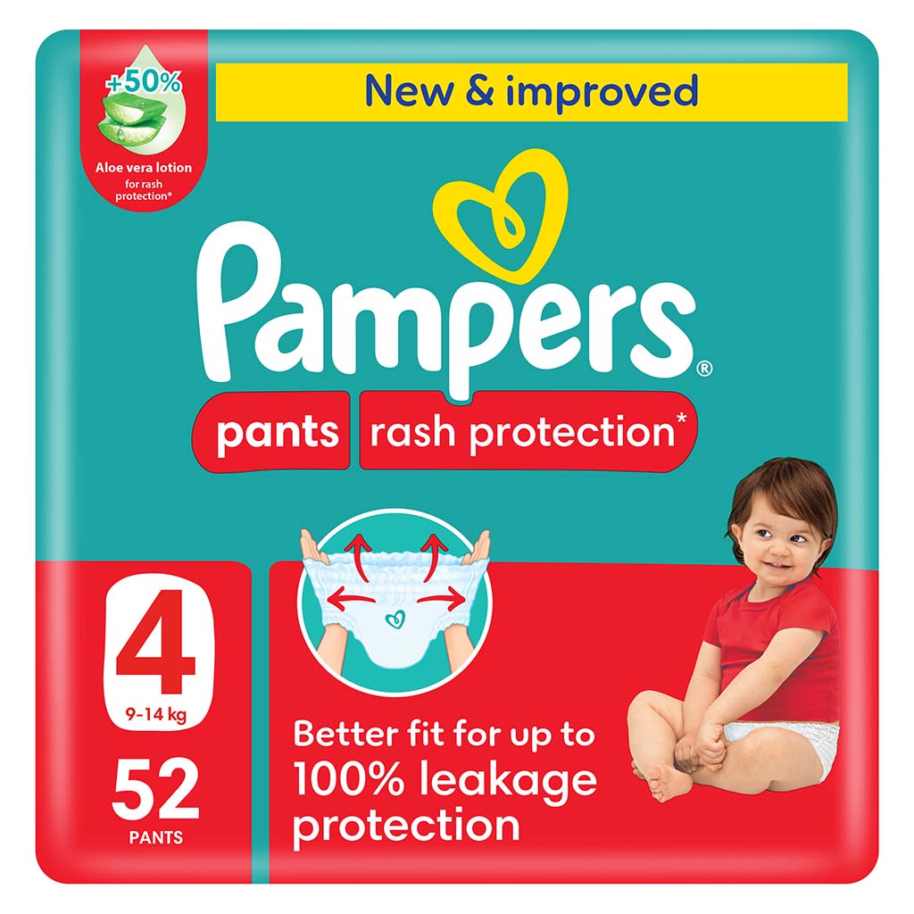 Pampers Pants Rash Protection Size 4 9-14KG 52's