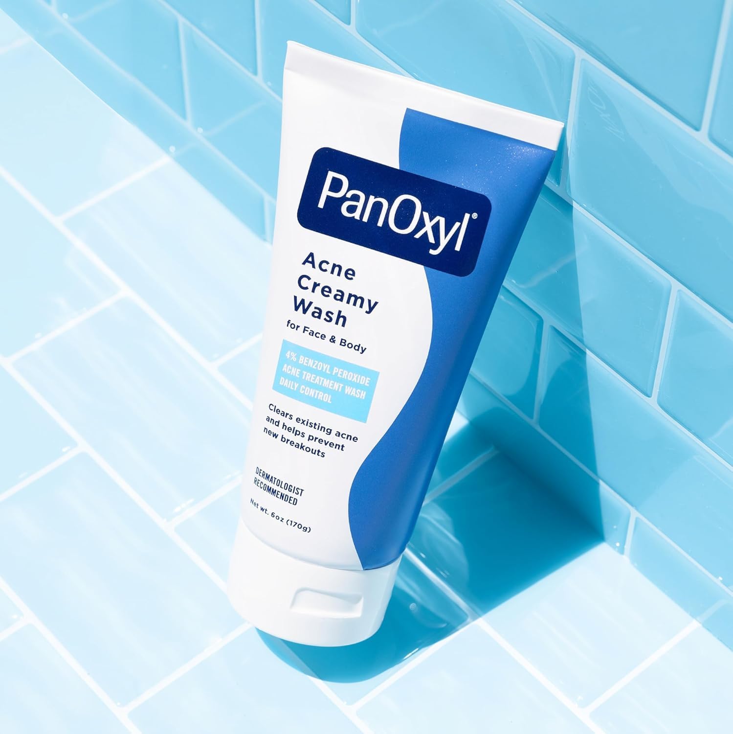 PanOxyl Acne Creamy Wash - 4% Benzoyl Peroxide Daily Cleanser for Sensitive, Acne-Prone Skin on Face & Body 6 oz