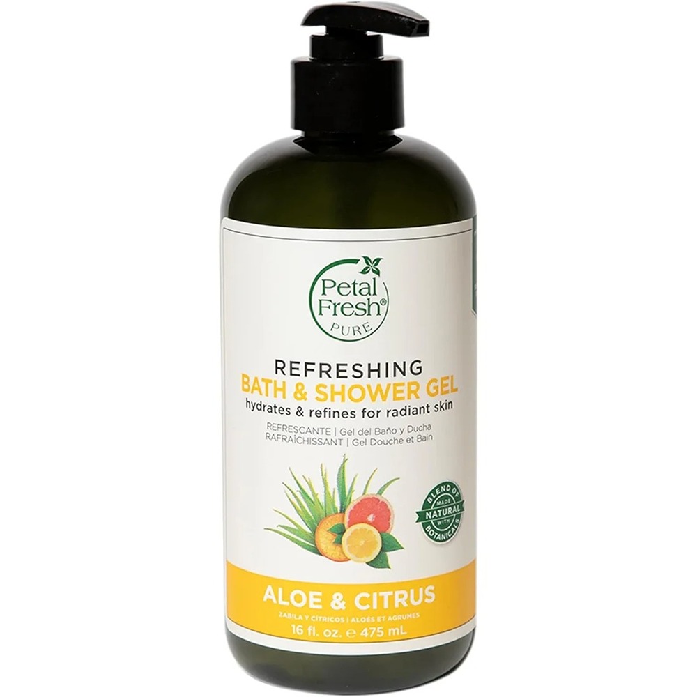 Petal Fresh Pure Refreshing Aloe and Citrus Bath & Shower Gel, Hydrating Daily Body Cleanser, 475ml