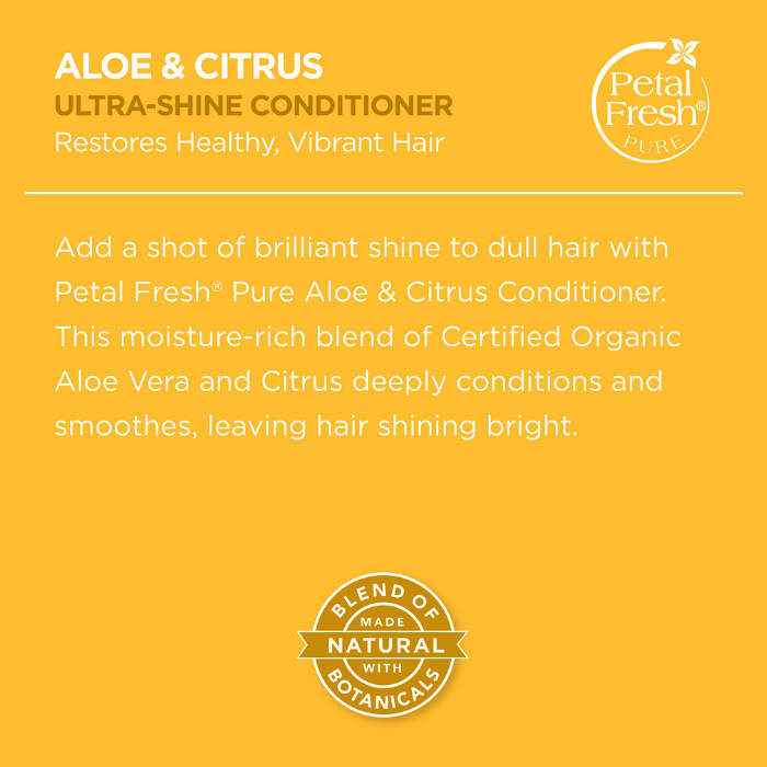 Petal Fresh Pure Aloe and Citrus Conditioner, Ultra-Shine, Natural Hydration, Vegan Botanical Formula, 475ml