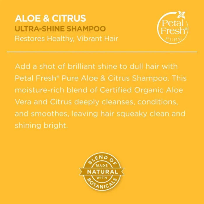 Petal Fresh Pure Aloe and Citrus Shampoo, Hydrating, Refreshing Cleanser for Healthy, Balanced Hair, 475ml