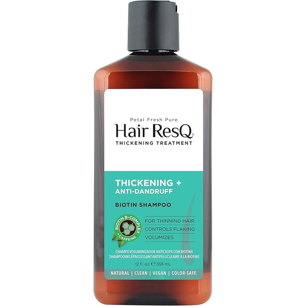 Petal Fresh Pure Hair Resq Anti-Dandruff Shampoo, Biotin & Caffeine Thickening Formula for Flake Control, 355ml
