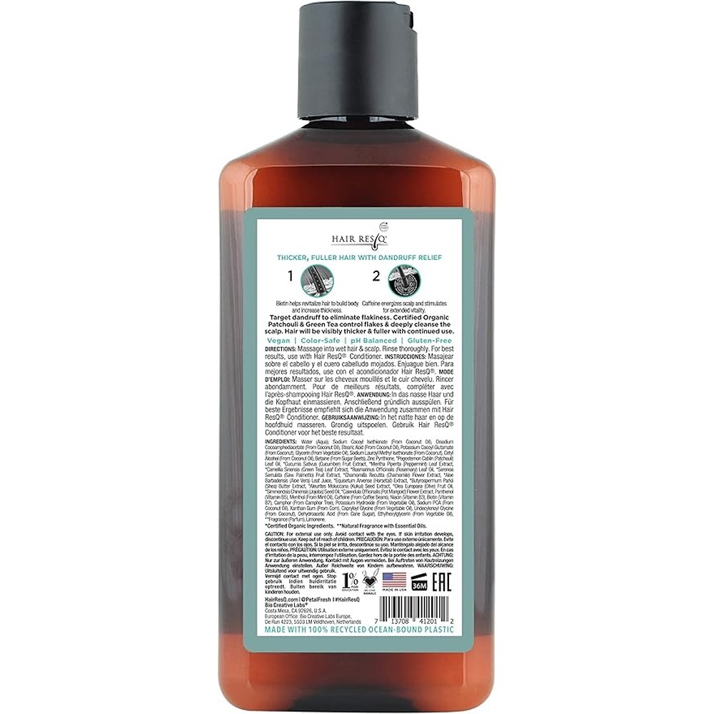 Petal Fresh Pure Hair Resq Anti-Dandruff Shampoo, Biotin & Caffeine Thickening Formula for Flake Control, 355ml