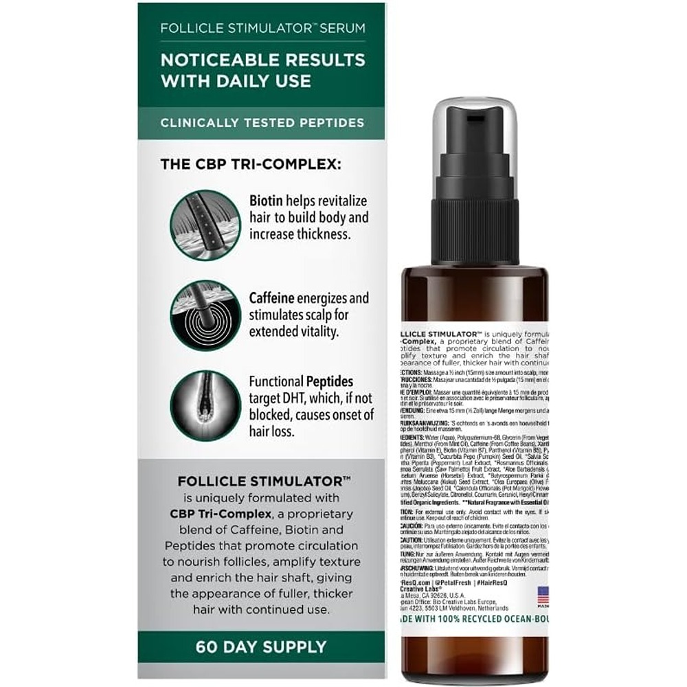 Petal Fresh Pure Hair Resq Follicle Stimulator Serum, Biotin and Caffeine Thickening Treatment for Thinning Hair, 60ml