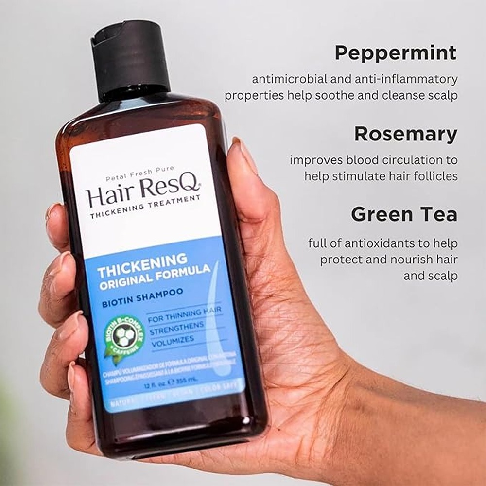 Petal Fresh Pure Hair Resq Thickening Shampoo, Biotin & Caffeine Volumizing Formula for Fuller Hair, 355ml