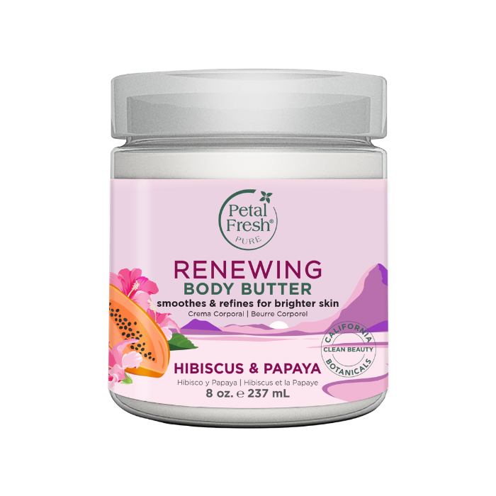 بيتال فريش بيور زبدة الجسم بالكركديه والبابايا - كريم تفتيح وترطيب عميق مع نباتات عضوية للبشرة الجافة 8 أونصة