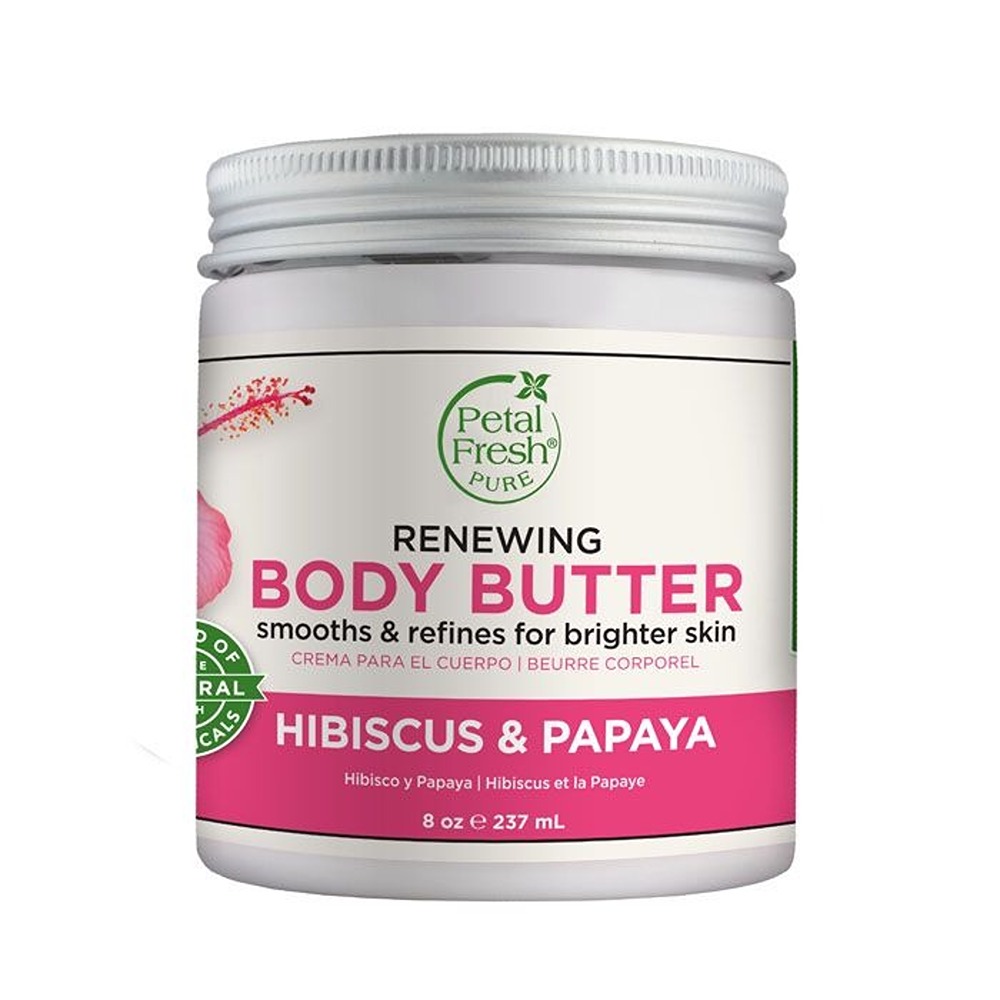 Petal Fresh Pure Hibiscus & Papaya Body Butter - Brightening & Deep Moisture Cream with Organic Botanicals for Dry Skin 8 oz