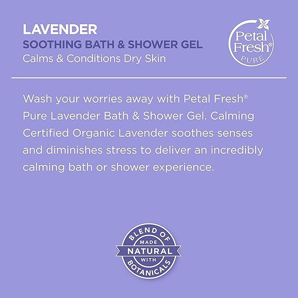 Petal Fresh Pure Lavender Soothing Bath & Shower Gel, Natural & Moisturizing Body Wash, 475ml