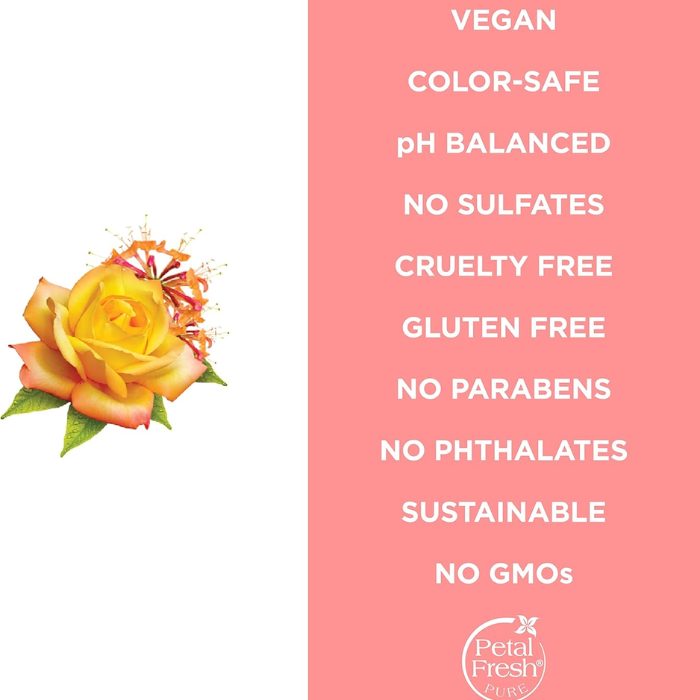 Petal Fresh Pure Rose and Honeysuckle Shampoo, Softening, Hydrating, Vegan Botanical Hair Cleanser, 475ml