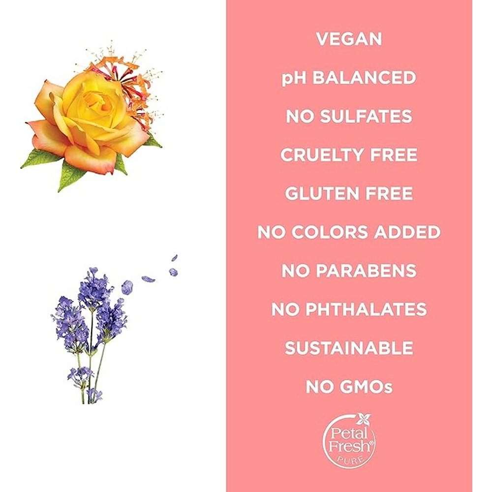 Petal Fresh Pure Rose and Honeysuckle Bath and Shower Gel, Hydrating, Soothing & Floral Skin Cleanser, 475ml